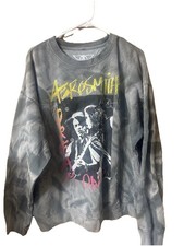 Aerosmith Dream On Sweatshirt XL Gray Acid Wash Rhinestone Graphic Pullover
