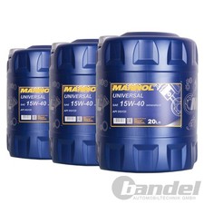 3x20 Liter MANNOL SAE 15W40 Universal Motoröl mineralisch API SG/CD 3x20 Liter MANNOL SAE 15W40 Universal Motoröl mineralisch API SG/CD