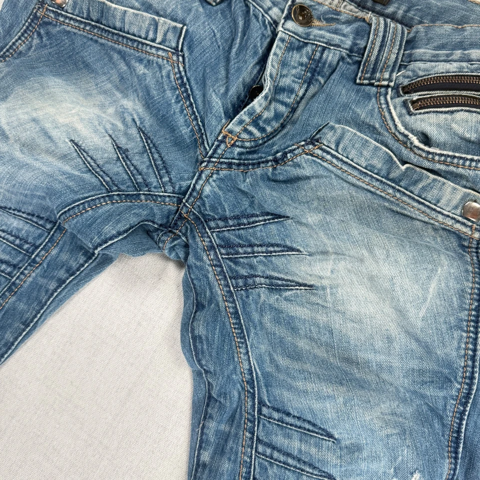 Jeans Cipo & Baxx Estilo Motociclista Azul Envejecido Algodón Denim Talla W34 L34 Foto 3 de 4