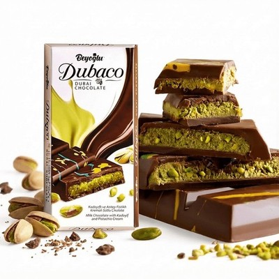 Beyoglu 200g Dubaco Pistachio Kataifi Milk Chocolate Bar   Luxury Dubai Choco...