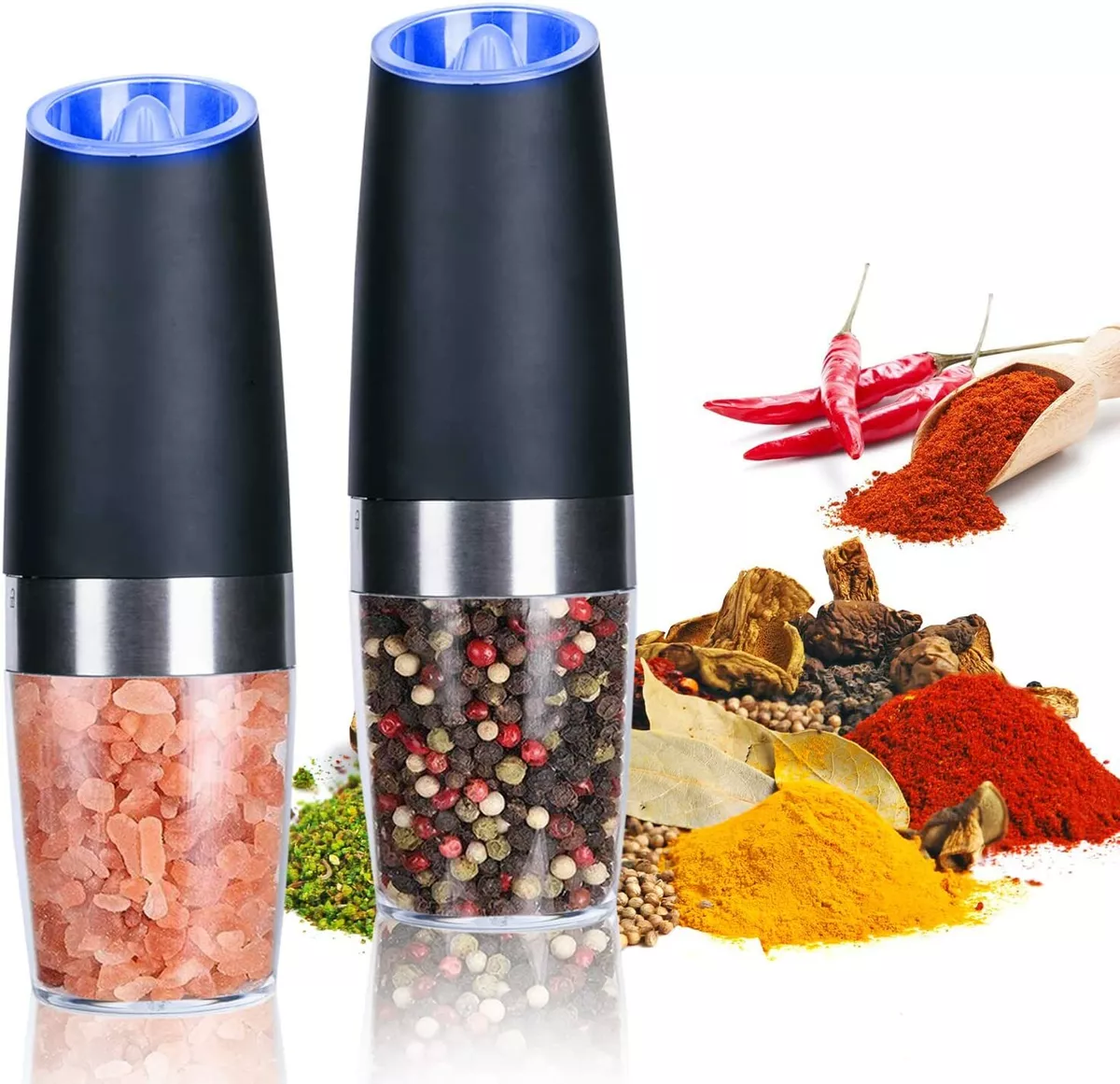 Electric Pepper Mill Stainless Steel Gravity Induction Salt and Pepper  Grinder