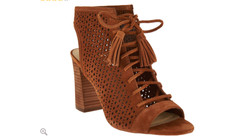 Marc Fisher Perforated Suede Lace-up Booties - Satire cognac 9m new