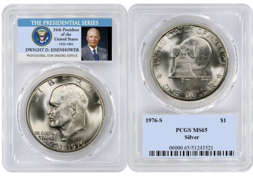 1976 S Silver Ike Eisenhower Dollar $1 PCGS MS65