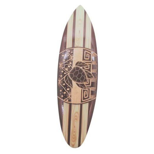 Brown Turtle Surfboard Sign, Beach Themed, Wall Hanging Décor, 20 Inches Tall