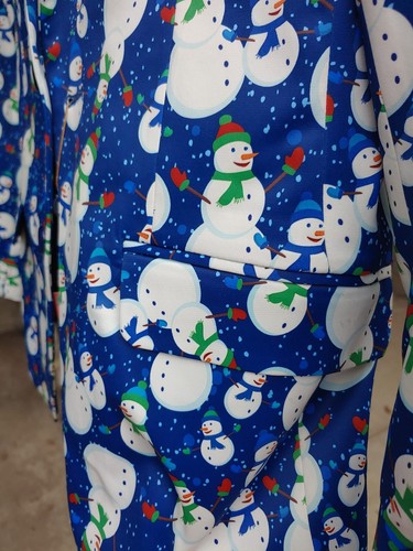 New - SUSLO COUTURE Snowman Holiday Blazer Suit Jacket - BOYS - Size 16 / XXL - Picture 3 of 11