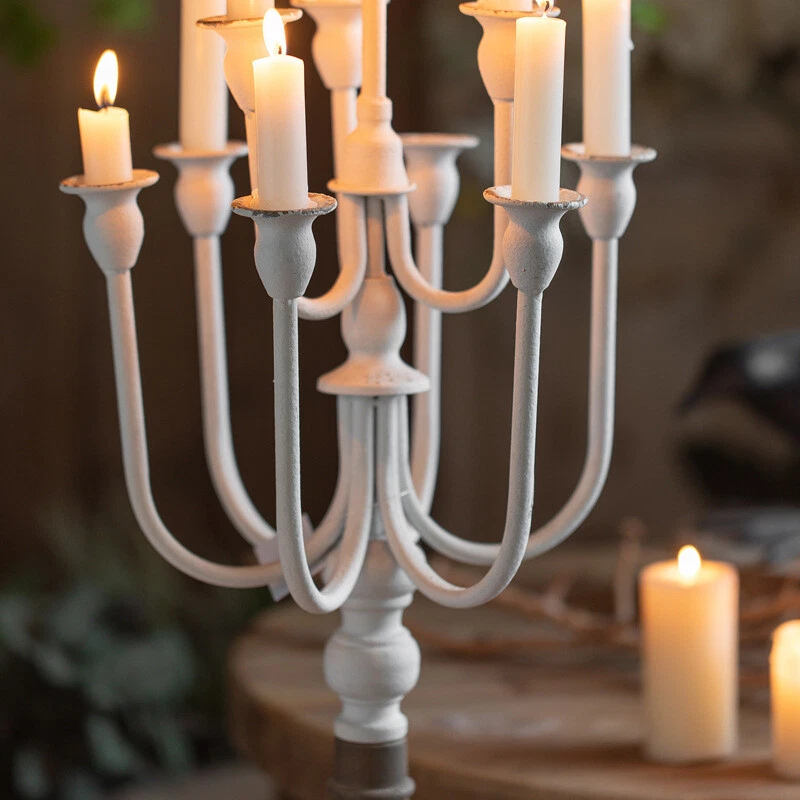 Adorno Candelabro Azul y Blanco Romántico Luz de Vela Flor utilería Decoración Foto 4 de 4