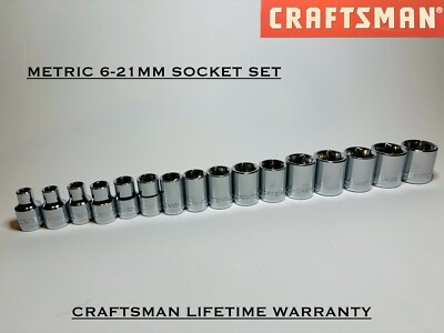 Craftsman Socket Set 3/8'' Drive 16 Piece 6 Pt Point Metric Chrome 6-21mm