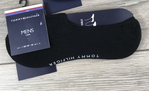 2 X Tommy Hilfiger Invisible Mens Sock No Show Socks White Black T361 - Picture 19 of 30