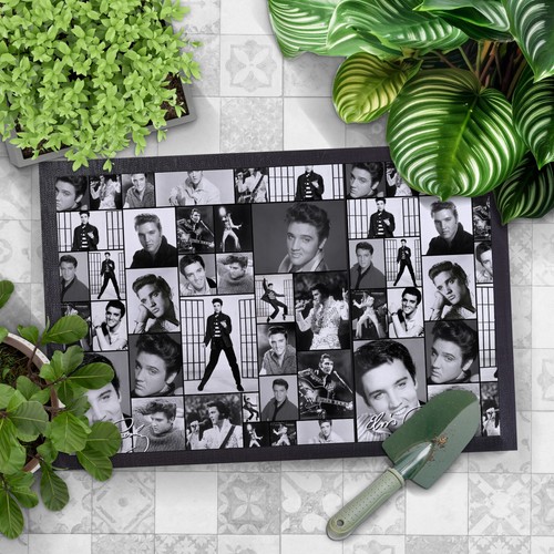 Elvis Presley Bianco & Nero Montaggio - Tappetino - 60cm x 40cm - Foto 3 di 5