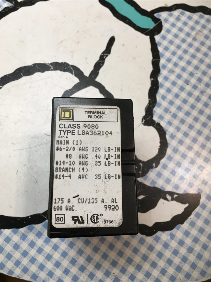 SQUARE D 9080 LBA362104 POWER DISTRIBUTION BLOCK 600VAC 175A-CU 135A-AL SER C - Image 2 of 4