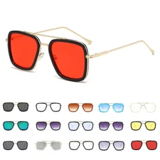 Fashion Sunglasses Men Women Square Classic Metal Frame Retro Glasses Eyewear