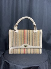 Vintage Jana Hand-Woven Striped Handbag with Leather Trim - Made in Italy