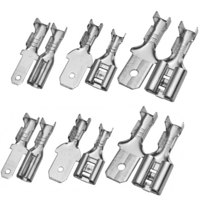 30-300x Flachstecker Flachsteckhülsen Kabelschuh mit Isolation 2,8mm 4,8mm 6,3mm