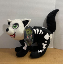 KellyToy Scaredy Cats Plush Black and White Skeleton Kitty Cat Halloween NWT