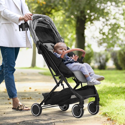 VEVOR Poussette bébé nouveau-né enfant bas âge réglable en un clic gris foncé - Afbeelding 8 van 12