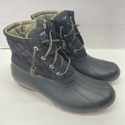 Sperry STS94063 Womens Black Saltwater Quilted Duck Boot Size 10  New