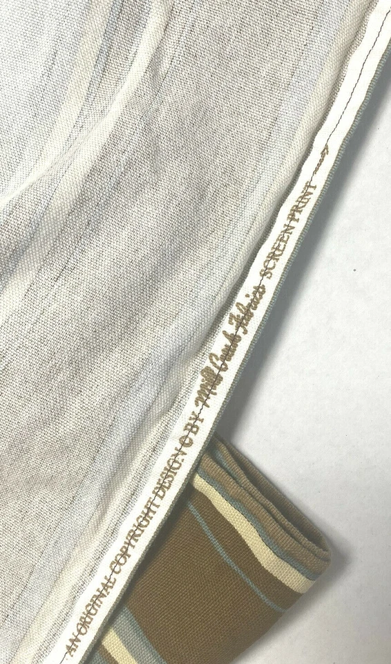 4 Paneles Cortinas Mills Coloniales Hechos a Mano Azul Marrón Rayas Lona Cortinas Foto 4 de 4