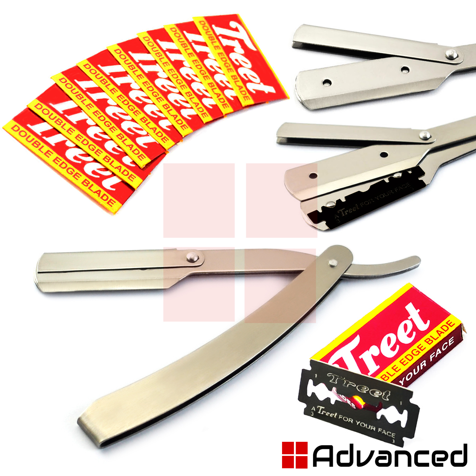 Men's Hair Shaving Razor Silver Straight Edge Barber Cut Throat Razor