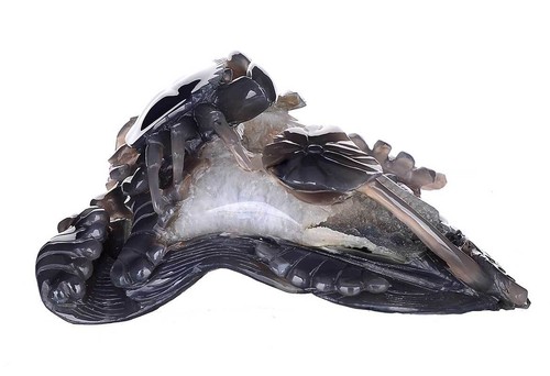 6.73" Natural Geode Agate Crab Carving Hand-carved Crafts, #AN36 - Picture 4 of 9