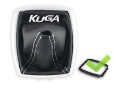 SCHALTMANSCHETTE FORD KUGA 2008-2012 SCHALTSACK STICKEREI WEISS KUNSTSTOFFRAHMEN