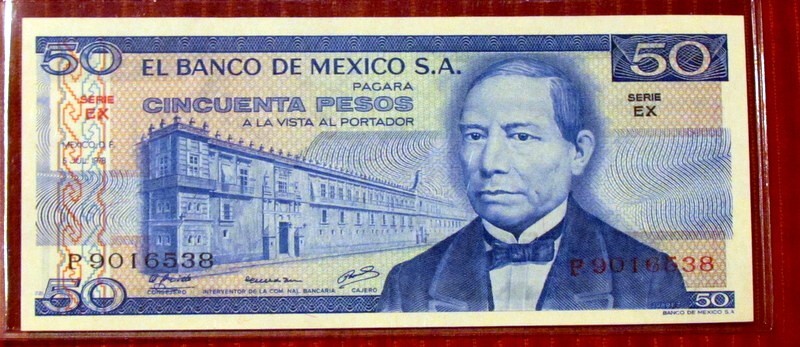 EL BANCO DE MEXICO S.A. 50 PESOS NOTE 1978 UNC RARE EX
