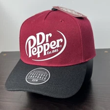 NEW! Dr Pepper Snapback Hat Cap Adult Adjustable Burgundy/Black