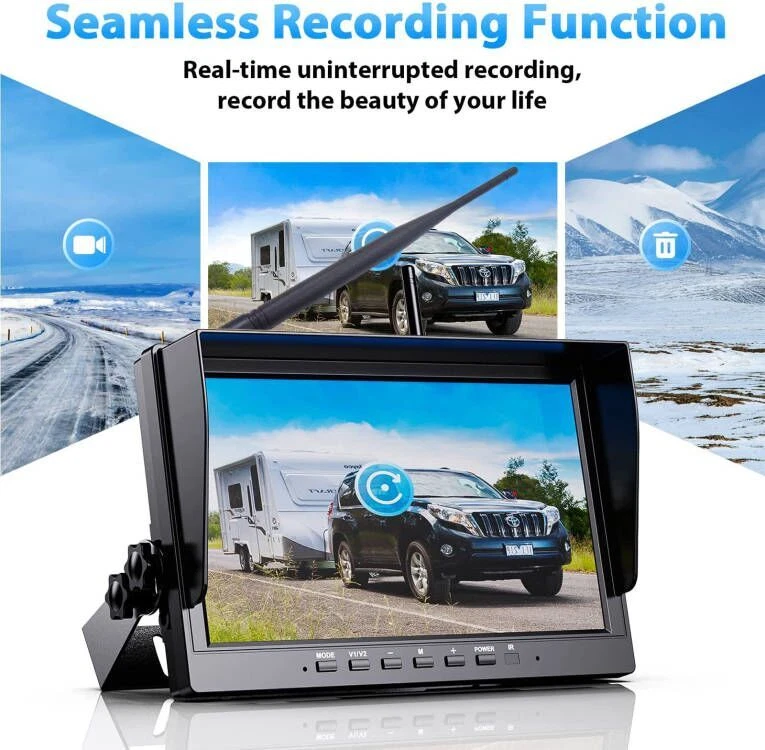 1080P Wireless RV Backup Camera System 10.1'' DVR Quad Monitor for Truck/Trailer - Image 2 of 4