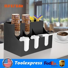 Cup Lid Dispensers Holder Acrylic Coffee Caddy Rack Anti-slip Tea Condiment Rack