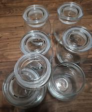 RIBBED 5"x3" CLEAR GLASS JAR W/ LID 24 OZ ROUND BASE & TOP FOODS MADE IN THE USA