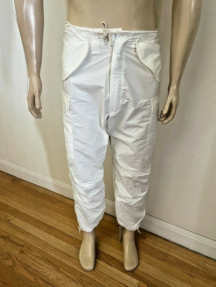 NEW US SNOW CAMOUFLAGE WHITE NYLON TROUSER OVER PANT W/LEG NEW US SNOW CAMOUFLAGE WHITE NYLON TROUSER OVER PANT W/LEG