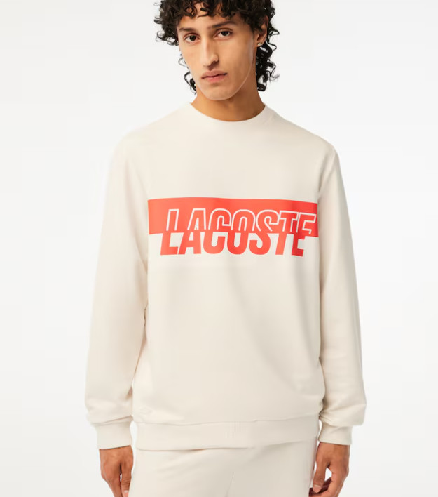 Mens Lacoste Sweatshirt Beige Pullover With Logo - Size L thumbnail 5