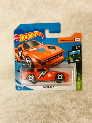 HOT WHEELS MAZDA RX-7 ORANGE SPEED BLUR 5/5 MINT ON SHORT CARD 124
