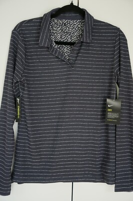 Nike Golf Damen Polo Shirt Long Sleeve Größe S Grau Streifen - NEU -