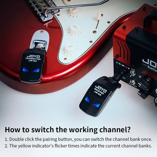 JOYO 2.4GHz Wireless Guitar System Transmitter Receiver 4 Channels Rechargeable - Picture 8 of 11
