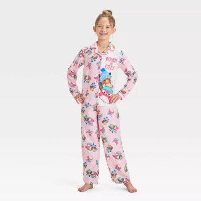 Squishmallows Pajamas Set Button Shirt Pants Girls S M L XL Button Christmas 14