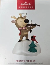 Hallmark 2023 Festive Fiddler Reindeer Ornament