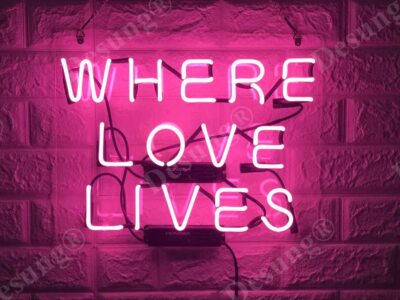 Where Love Lives Pink 14''x10'' Acrylic Neon Lamp Sign Light Beer Wall