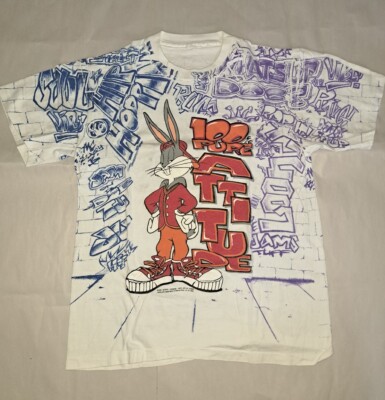 Bugs Bunny Looney Tunes Shirt Vintage 1992 Hip Hop Graffiti Men's