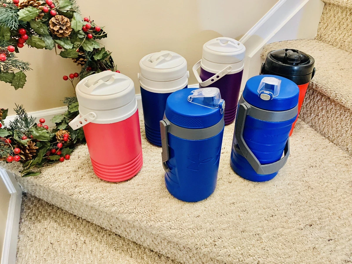 Lot of 6, Under Armour & Igloo Insulated Thermos 64 oz Water Bottle Jug  Flip Lid