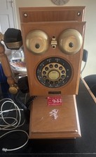 Country Store Telephone Vintage Retro Style Oak Wood Wall Mount Phone