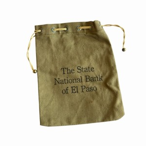 Vintage The State National Bank of El Paso Canvas Drawstring Bank Money Bag Sack