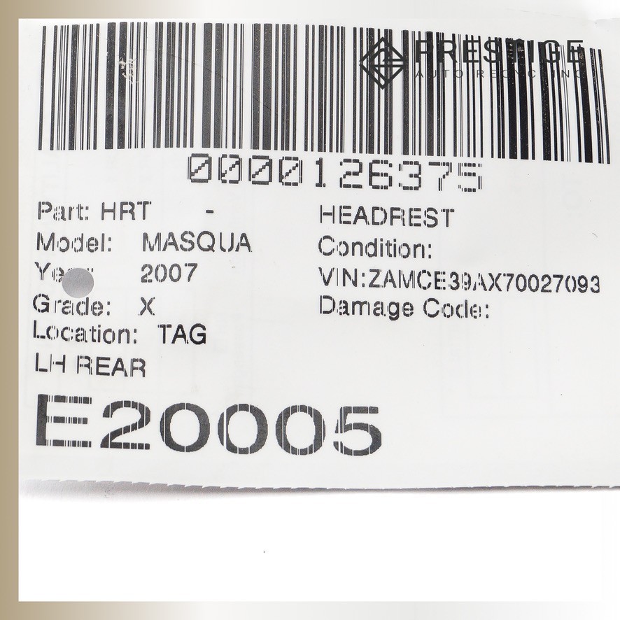 2003-2008 MASERATI QUATTROPORTE Seat Headrest Leather Rear Left/Right 981419900