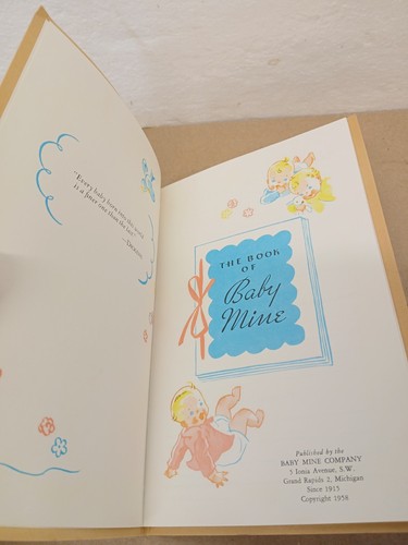 Vintage "The Book of Baby Mine" 1958 UNUSED Record Book