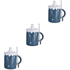 3 Sets Lovely Polar Bear Tea Cup Coffee Cup Mug with Spoon