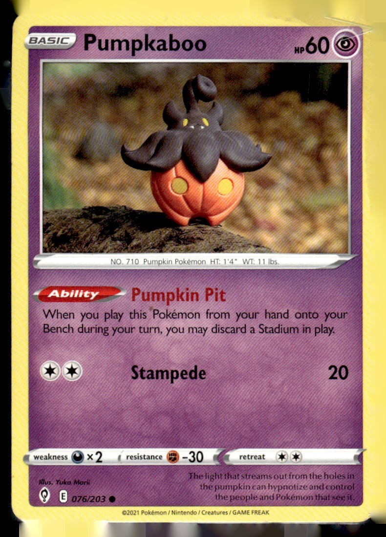 Pokemon TCG Pumpkaboo Evolving Skies Set 76/203