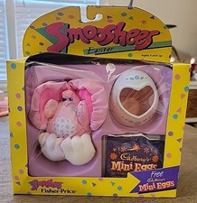 NIB Vintage Fisher Price Smooshees Easter Bunny Pink 7315 1988