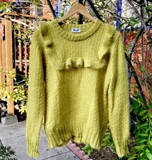 Baum Und Pferdgarten Mohair Blend Ruffle Sweater, green, medium large