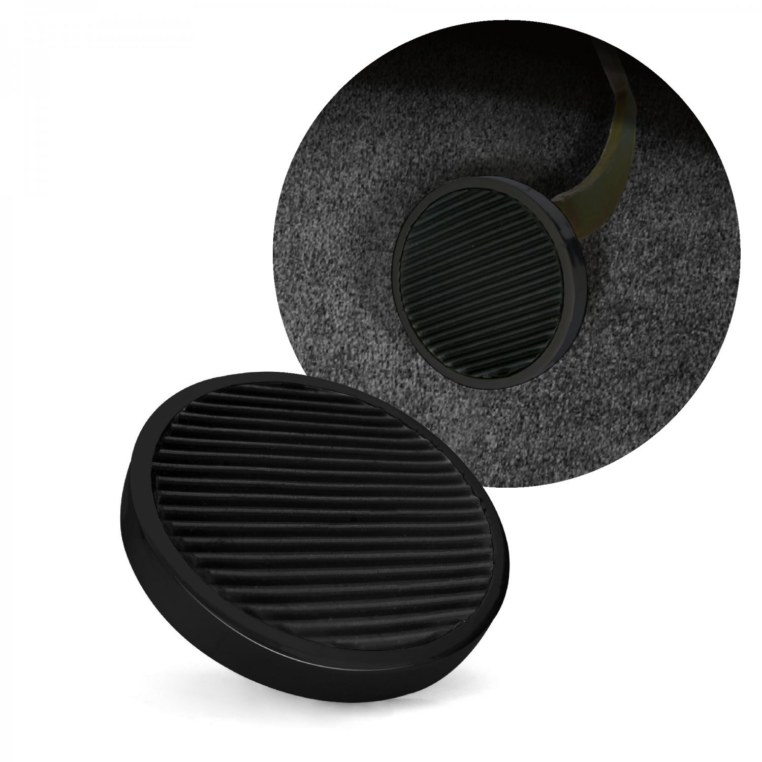 Black Billet Floor Mount Gas Pedal & Round Brake/Clutch Pedal 