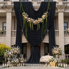 10x14FT Black Backdrop Curtain Wedding Parties Wrinkle Free Polyester 2 Panels