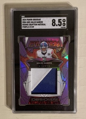 2024 Panini Obsidian Rookie Eruption Materials Malik Nabers Purple /49 (MEM, RC)